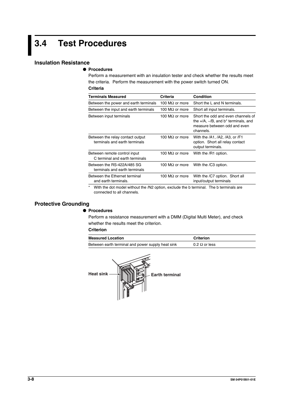 4 test procedures, Insulation resistance, Protective grounding | Test procedures -8 insulation resistance -8, Protective grounding -8 | Yokogawa µR20000 User Manual | Page 21 / 83