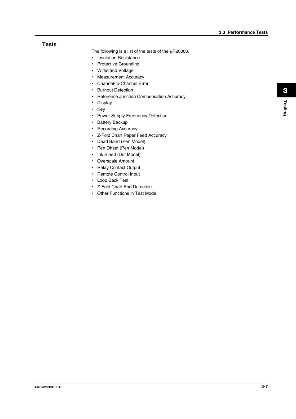 Tests, Tests -7 | Yokogawa µR20000 User Manual | Page 20 / 94