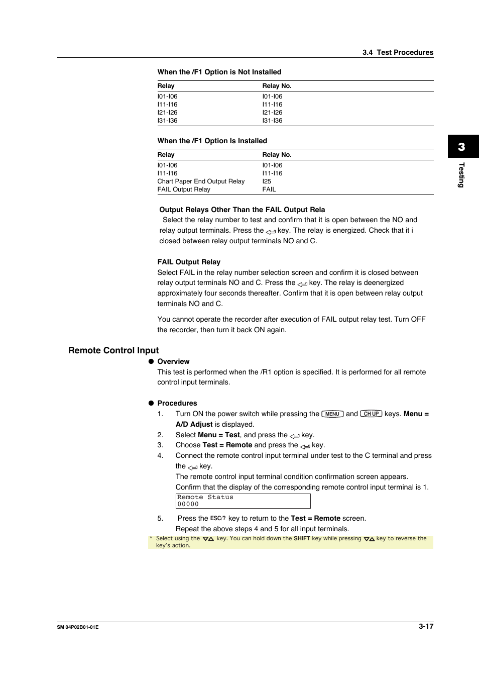 Remote control input, Remote control input -17 | Yokogawa µR20000 User Manual | Page 30 / 94