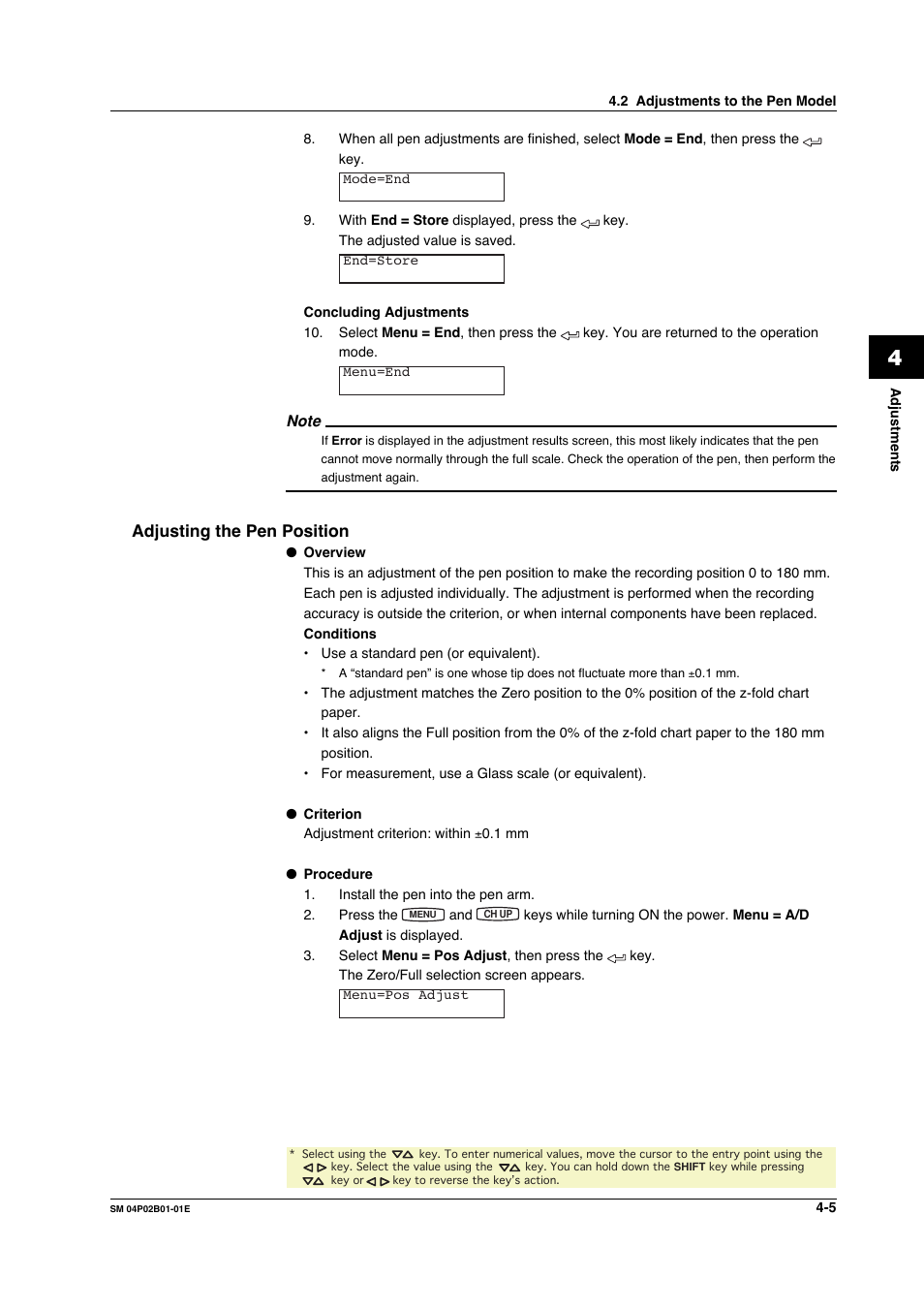 Adjusting the pen position, Adjusting the pen position -5 | Yokogawa µR20000 User Manual | Page 36 / 94