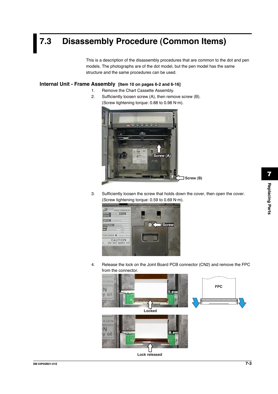 3 disassembly procedure (common items), Internal unit - frame assembly | Yokogawa µR20000 User Manual | Page 78 / 94