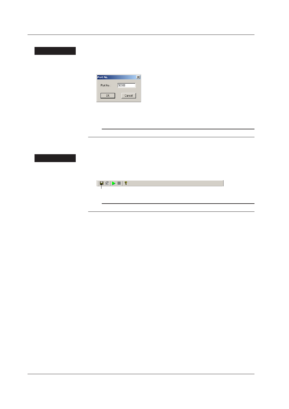 Port settings, Saving environment settings, Port settings -6 | Saving environment settings -6, Port settngs, Savng envronment settngs | Yokogawa DAQWORX User Manual | Page 15 / 27