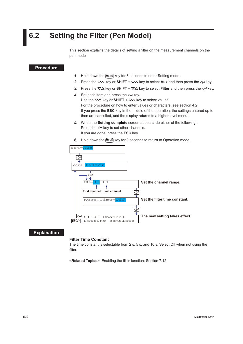 2 setting the filter (pen model), 2 setting the filter (pen model) -2, 2 settng the flter (pen model) | Yokogawa µR10000 User Manual | Page 116 / 263