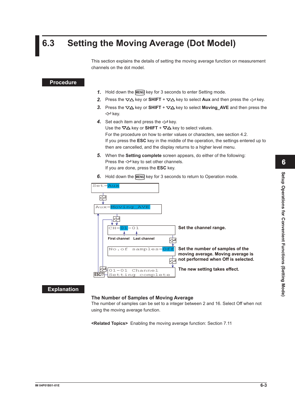 3 setting the moving average (dot model), 3 setting the moving average (dot model) -3, 3 settng the movng average (dot model) | App index | Yokogawa µR10000 User Manual | Page 117 / 263
