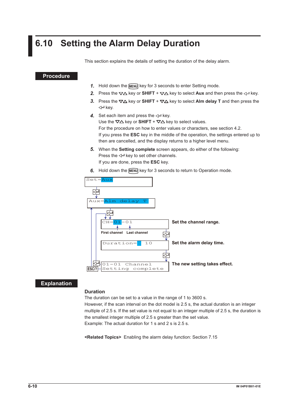 10 setting the alarm delay duration, 10 setting the alarm delay duration -10, 10 settng the alarm delay duraton | Yokogawa µR10000 User Manual | Page 124 / 263