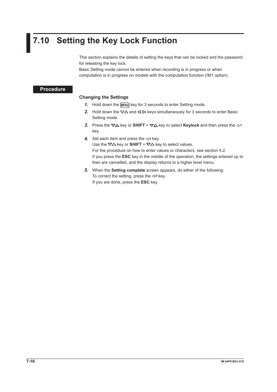 10 setting the key lock function, 10 setting the key lock function -16, 10 settng the key lock functon | Yokogawa µR10000 User Manual | Page 153 / 263