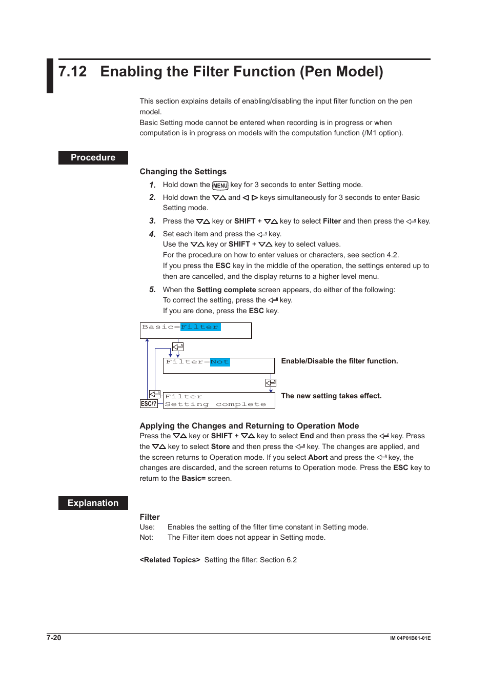 12 enabling the filter function (pen model), 12 enabling the filter function (pen model) -20, 12 enablng the flter functon (pen model) | Yokogawa µR10000 User Manual | Page 157 / 263