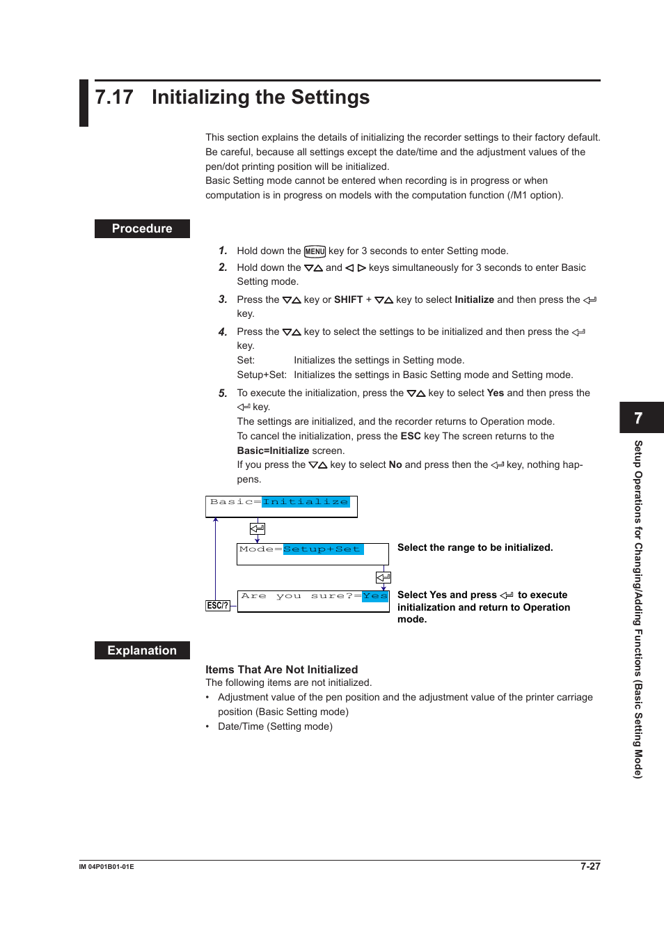 17 initializing the settings, 17 initializing the settings -27, 17 intalzng the settngs | Yokogawa µR10000 User Manual | Page 164 / 263