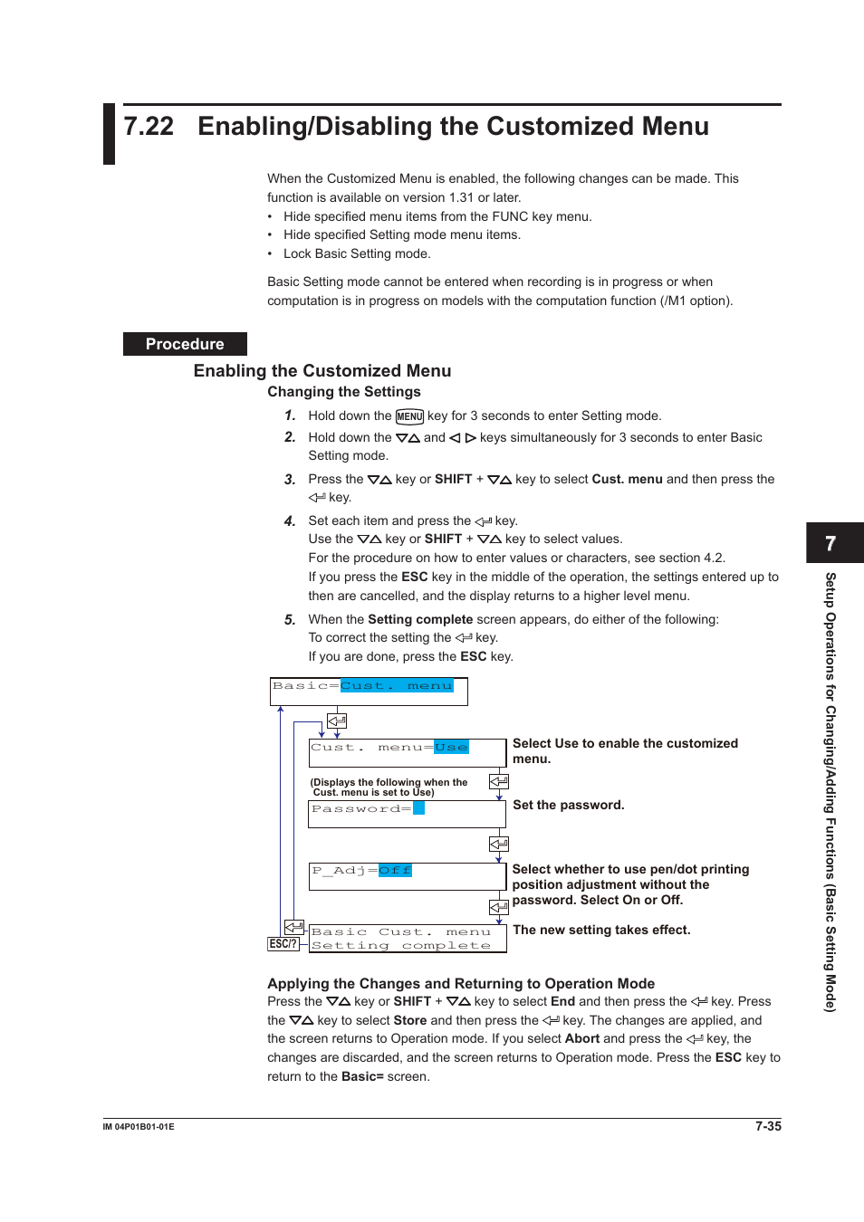 22 enabling/disabling the customized menu, 22 enabling/disabling the customized menu -35, 22 enablng/dsablng the customzed menu | App index, Enablng the customzed menu | Yokogawa µR10000 User Manual | Page 172 / 263