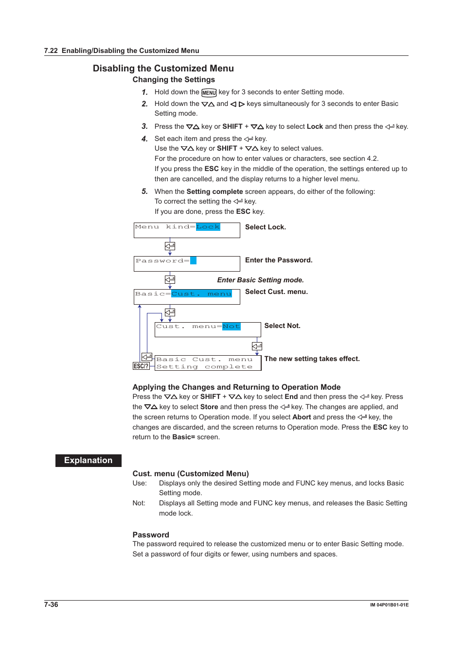 Dsablng the customzed menu | Yokogawa µR10000 User Manual | Page 173 / 263