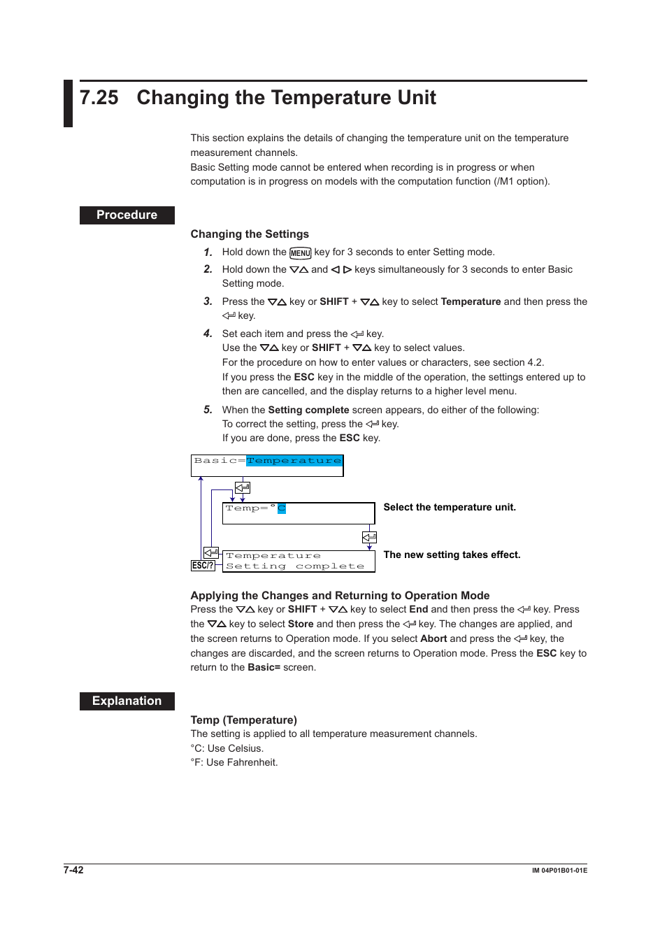 25 changing the temperature unit, 25 changing the temperature unit -42, 25 changng the temperature unt | Yokogawa µR10000 User Manual | Page 179 / 263