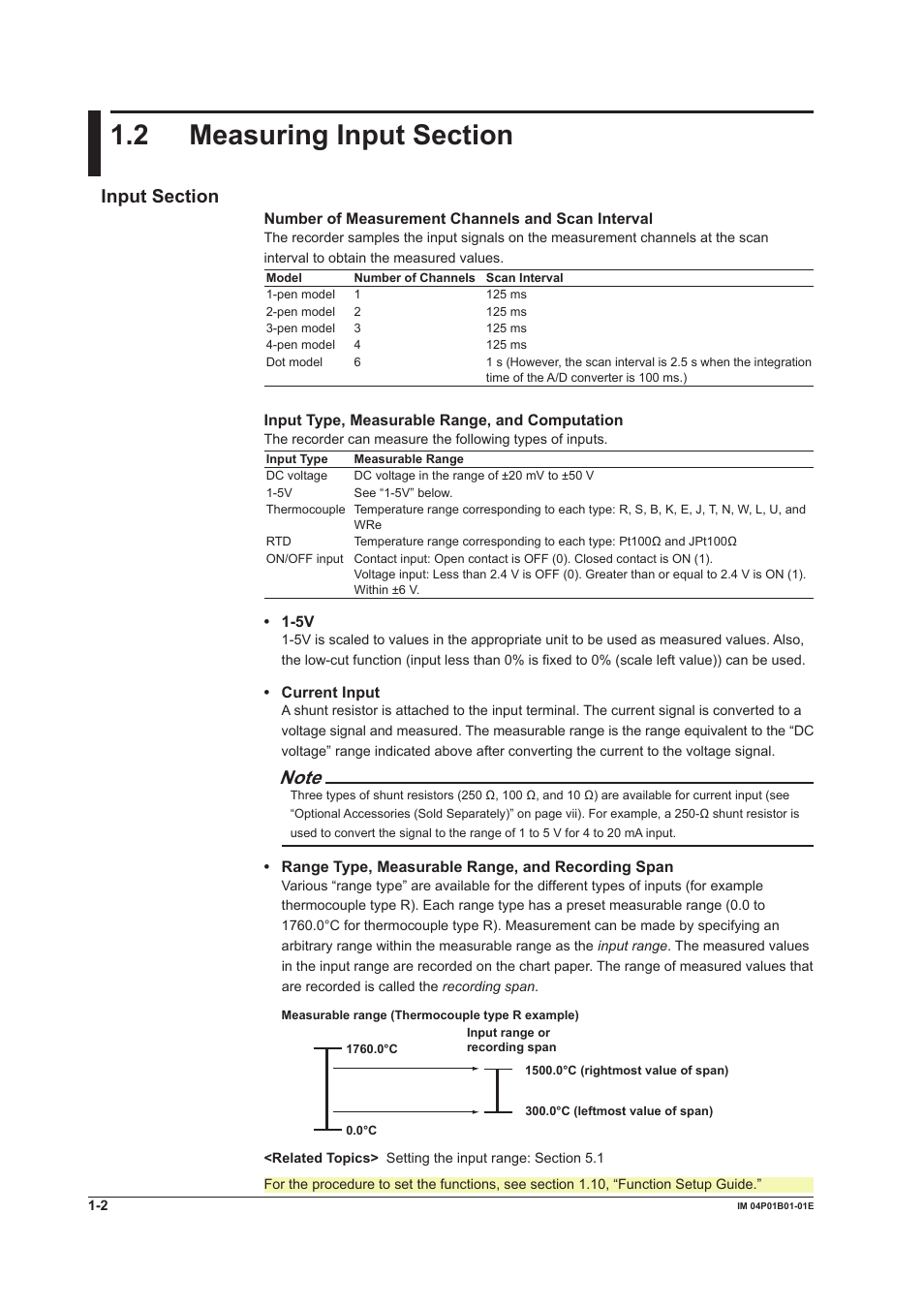 2 measuring input section, 2 measuring input section -2, 2 measurng input secton | Input secton | Yokogawa µR10000 User Manual | Page 18 / 263