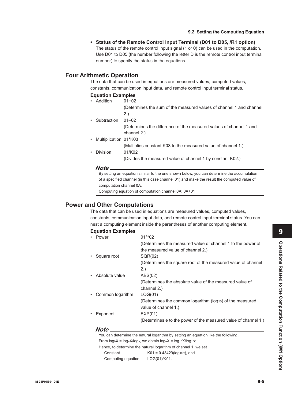 App index, Four arthmetc operaton, Power and other computatons | Yokogawa µR10000 User Manual | Page 188 / 263