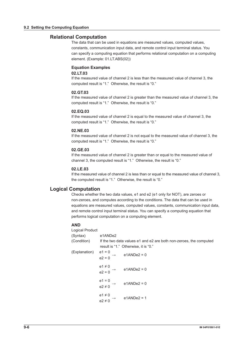 Relatonal computaton, Logcal computaton | Yokogawa µR10000 User Manual | Page 189 / 263