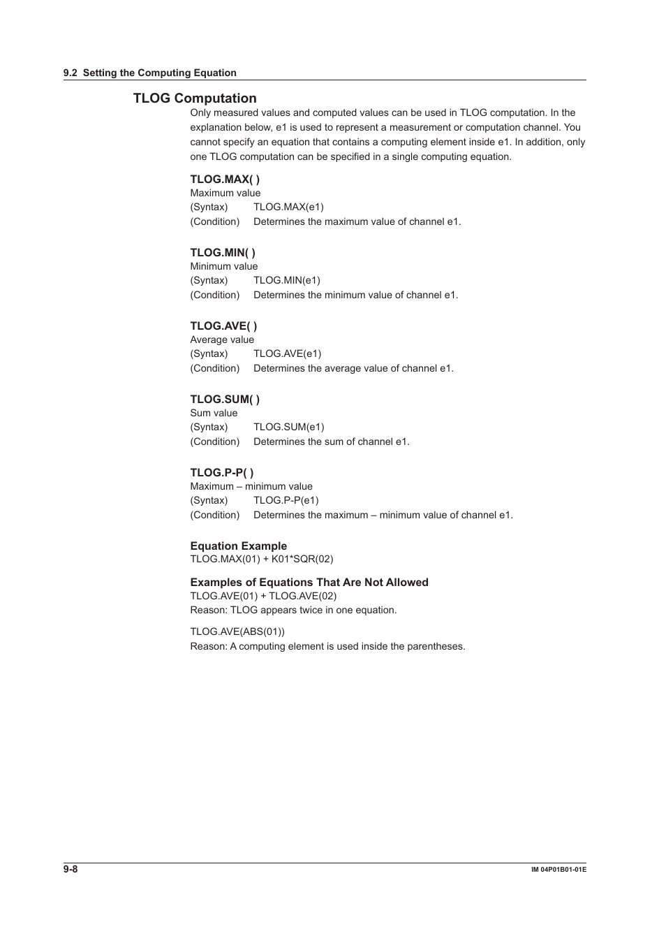 Tlog computaton | Yokogawa µR10000 User Manual | Page 191 / 263