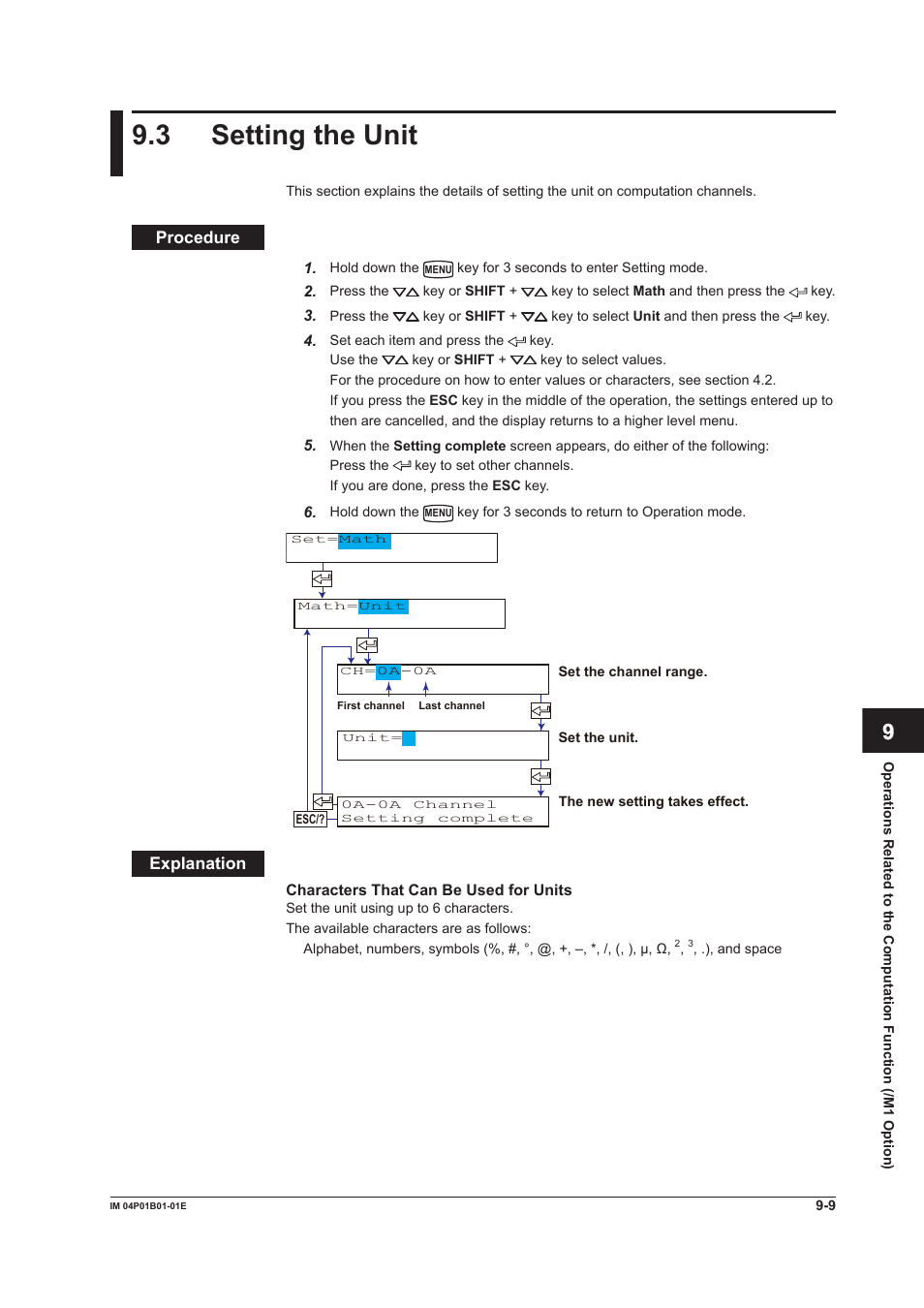 3 setting the unit, 3 setting the unit -9, 3 settng the unt | App index | Yokogawa µR10000 User Manual | Page 192 / 263