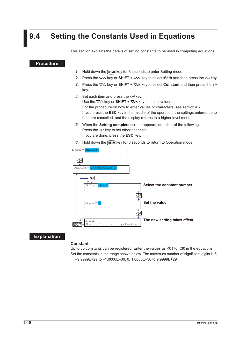 4 setting the constants used in equations, 4 setting the constants used in equations -10, 4 settng the constants used n equatons | Yokogawa µR10000 User Manual | Page 193 / 263