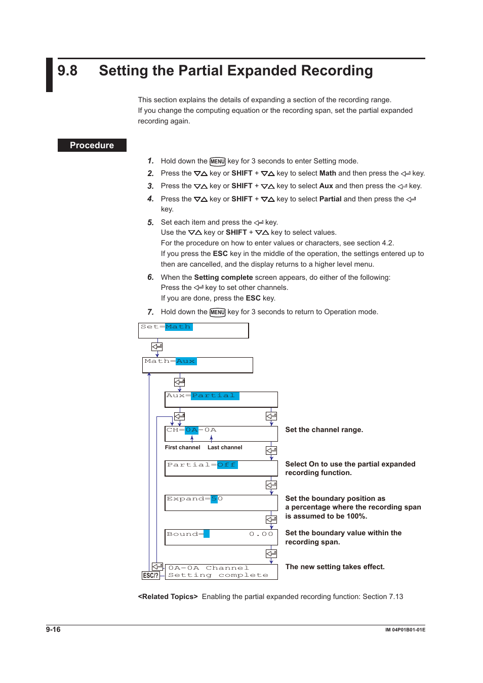 8 setting the partial expanded recording, 8 setting the partial expanded recording -16, 8 settng the partal expanded recordng | Yokogawa µR10000 User Manual | Page 199 / 263