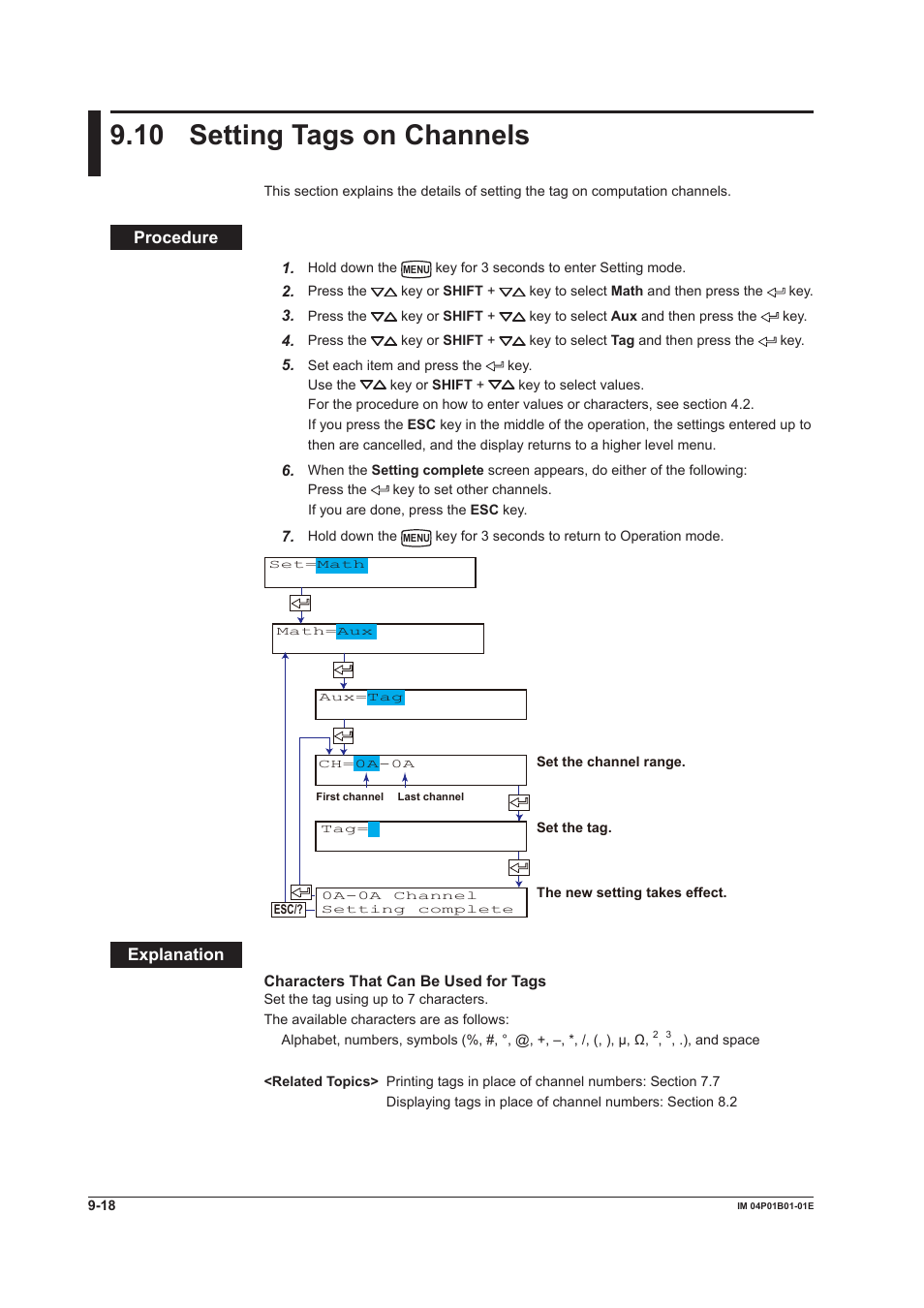 10 setting tags on channels, 10 setting tags on channels -18, 10 settng tags on channels | Yokogawa µR10000 User Manual | Page 201 / 263