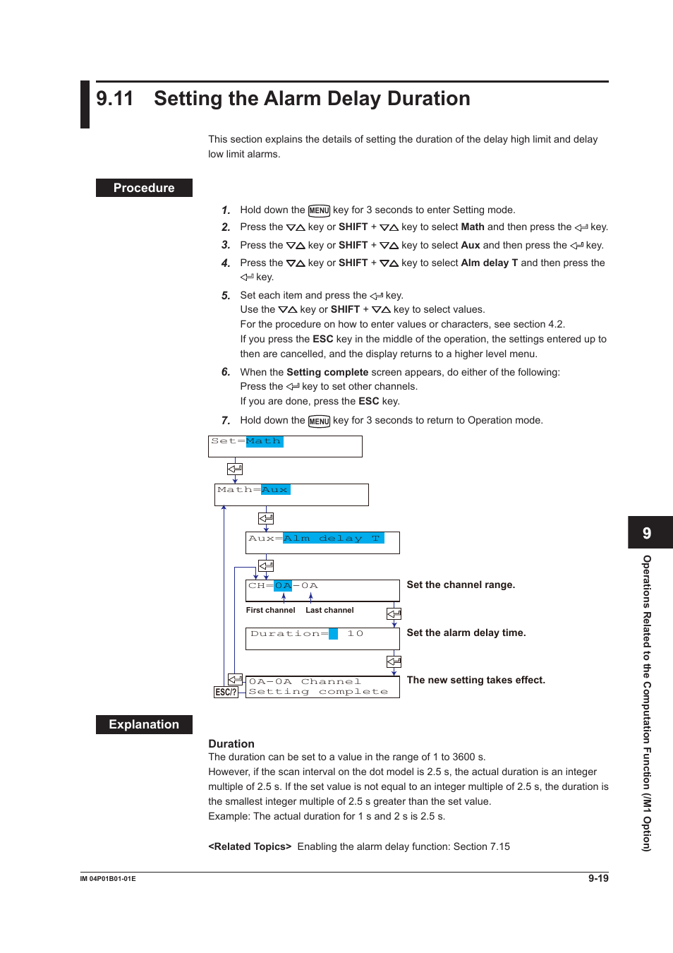 11 setting the alarm delay duration, 11 setting the alarm delay duration -19, 11 settng the alarm delay duraton | App index | Yokogawa µR10000 User Manual | Page 202 / 263