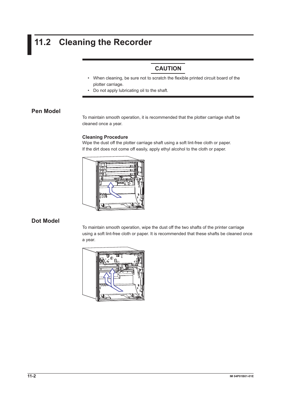 2 cleaning the recorder, 2 cleaning the recorder -2, 2 cleanng the recorder | Caution, Pen model, Dot model | Yokogawa µR10000 User Manual | Page 220 / 263