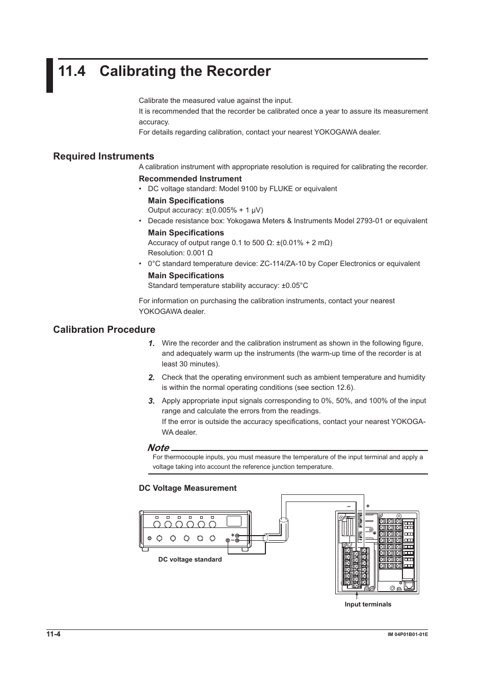 4 calibrating the recorder, 4 calibrating the recorder -4, 4 calbratng the recorder | Requred instruments, Calbraton procedure | Yokogawa µR10000 User Manual | Page 222 / 263