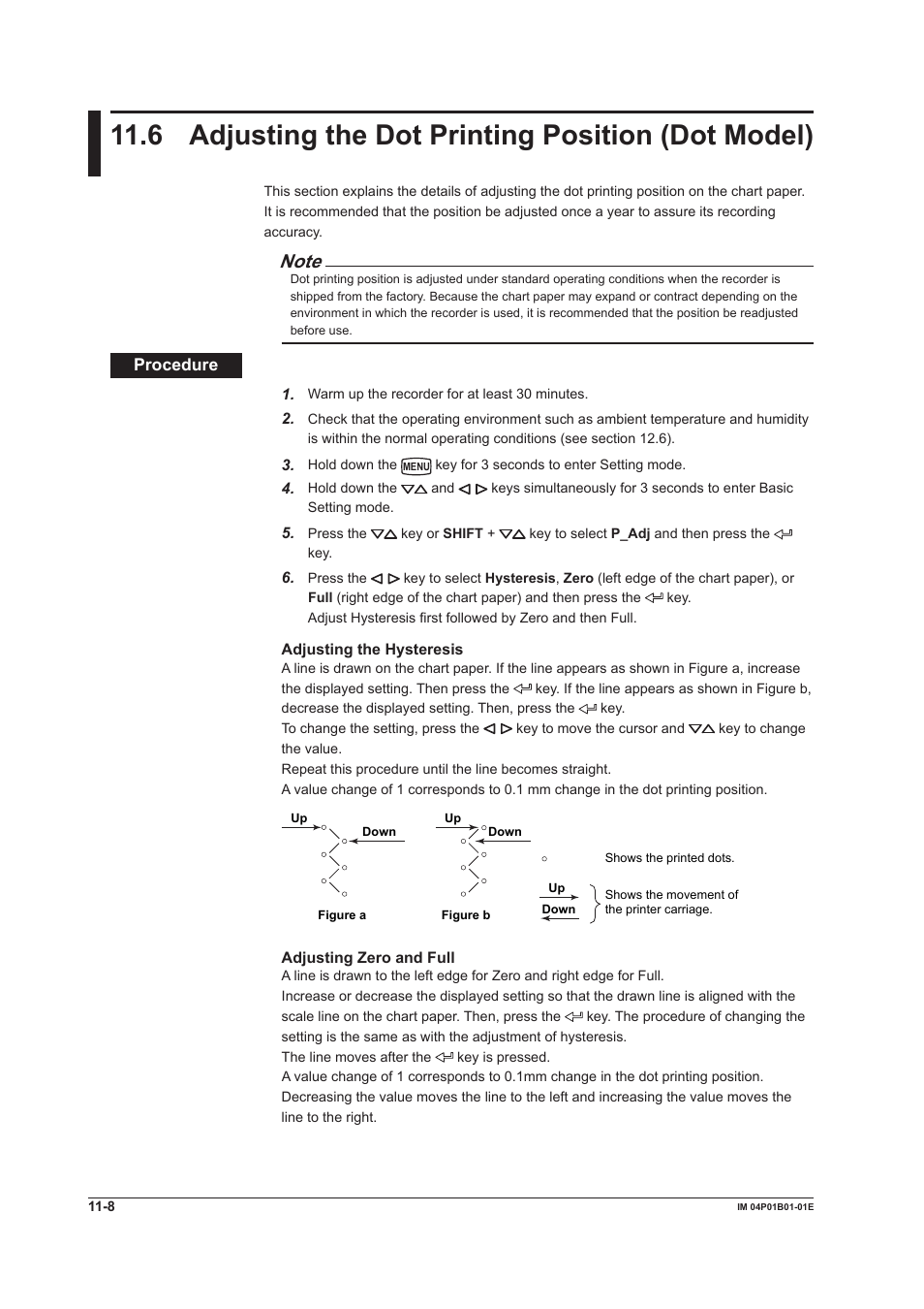 6 adjusting the dot printing position (dot model), 6 adjustng the dot prntng poston (dot model) | Yokogawa µR10000 User Manual | Page 226 / 263