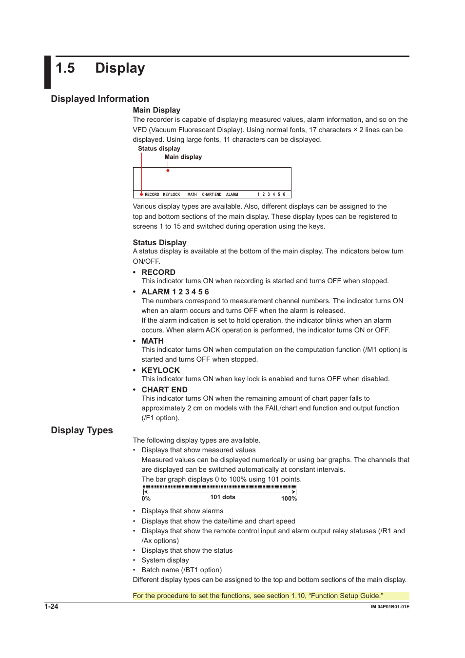 5 display, 5 display -24, 5 dsplay | Dsplayed informaton, Dsplay types | Yokogawa µR10000 User Manual | Page 40 / 263