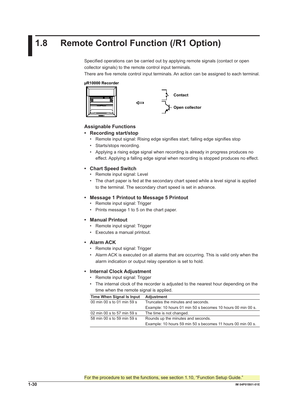 8 remote control function (/r1 option), 8 remote control function (/r1 option) -30, 8 remote control functon (/r1 opton) | Yokogawa µR10000 User Manual | Page 46 / 263