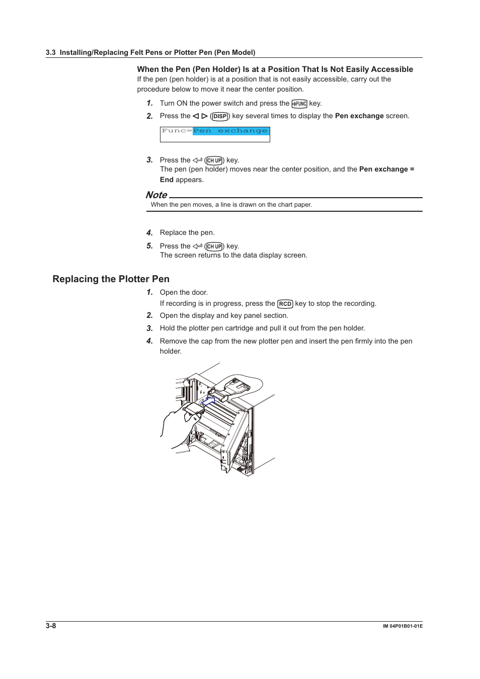 Replacng the plotter pen | Yokogawa µR10000 User Manual | Page 76 / 263