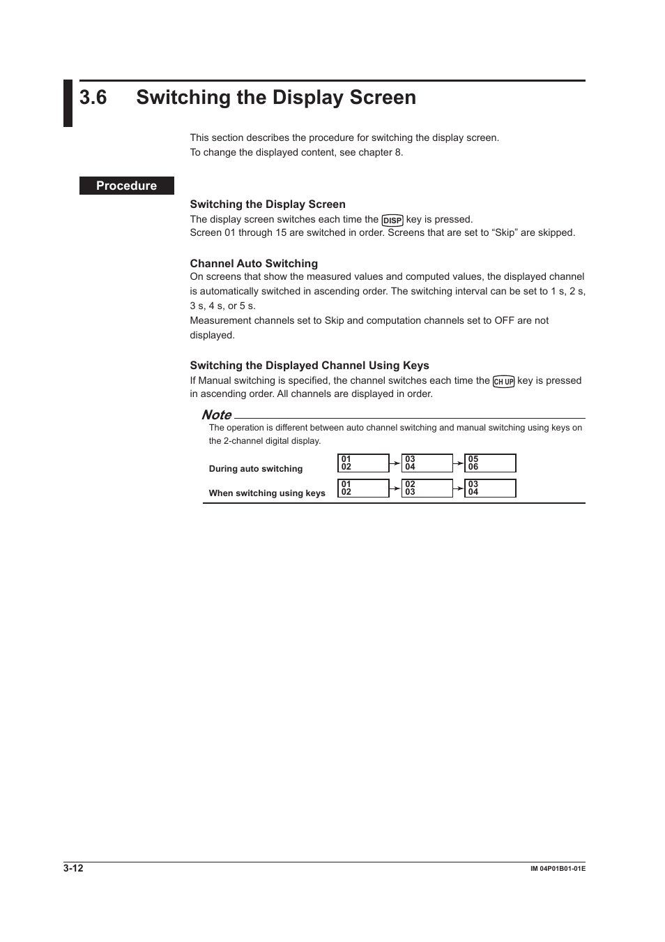 6 switching the display screen, 6 switching the display screen -12, 6 swtchng the dsplay screen | Yokogawa µR10000 User Manual | Page 80 / 263