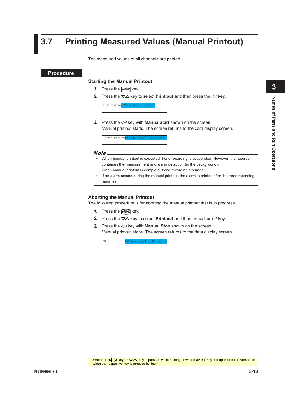 7 printing measured values (manual printout), 7 printing measured values (manual printout) -13, 7 prntng measured values (manual prntout) | Yokogawa µR10000 User Manual | Page 81 / 263
