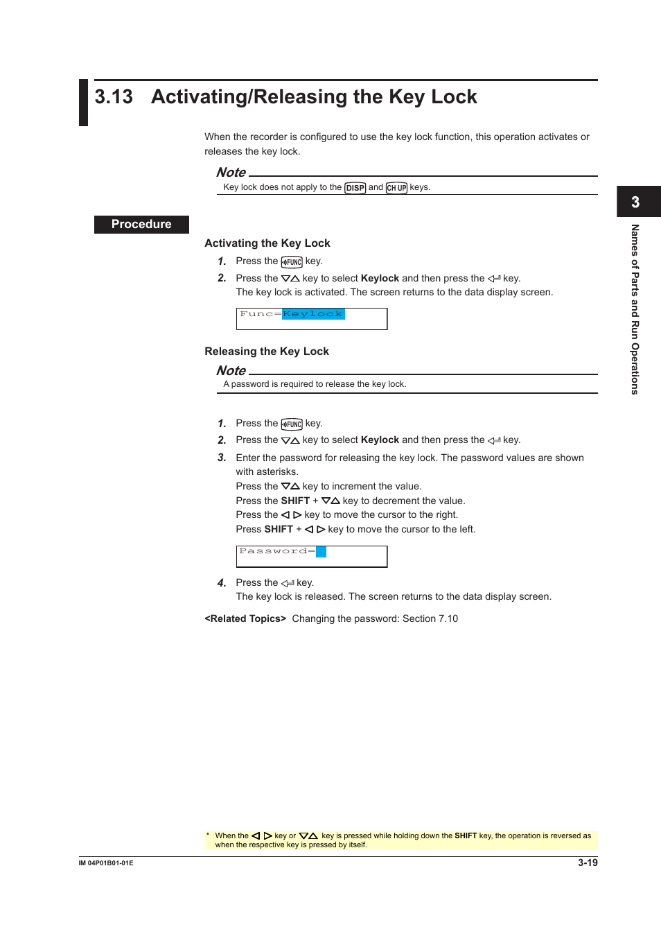 13 activating/releasing the key lock, 13 activating/releasing the key lock -19, 13 actvatng/releasng the key lock | App index | Yokogawa µR10000 User Manual | Page 87 / 263