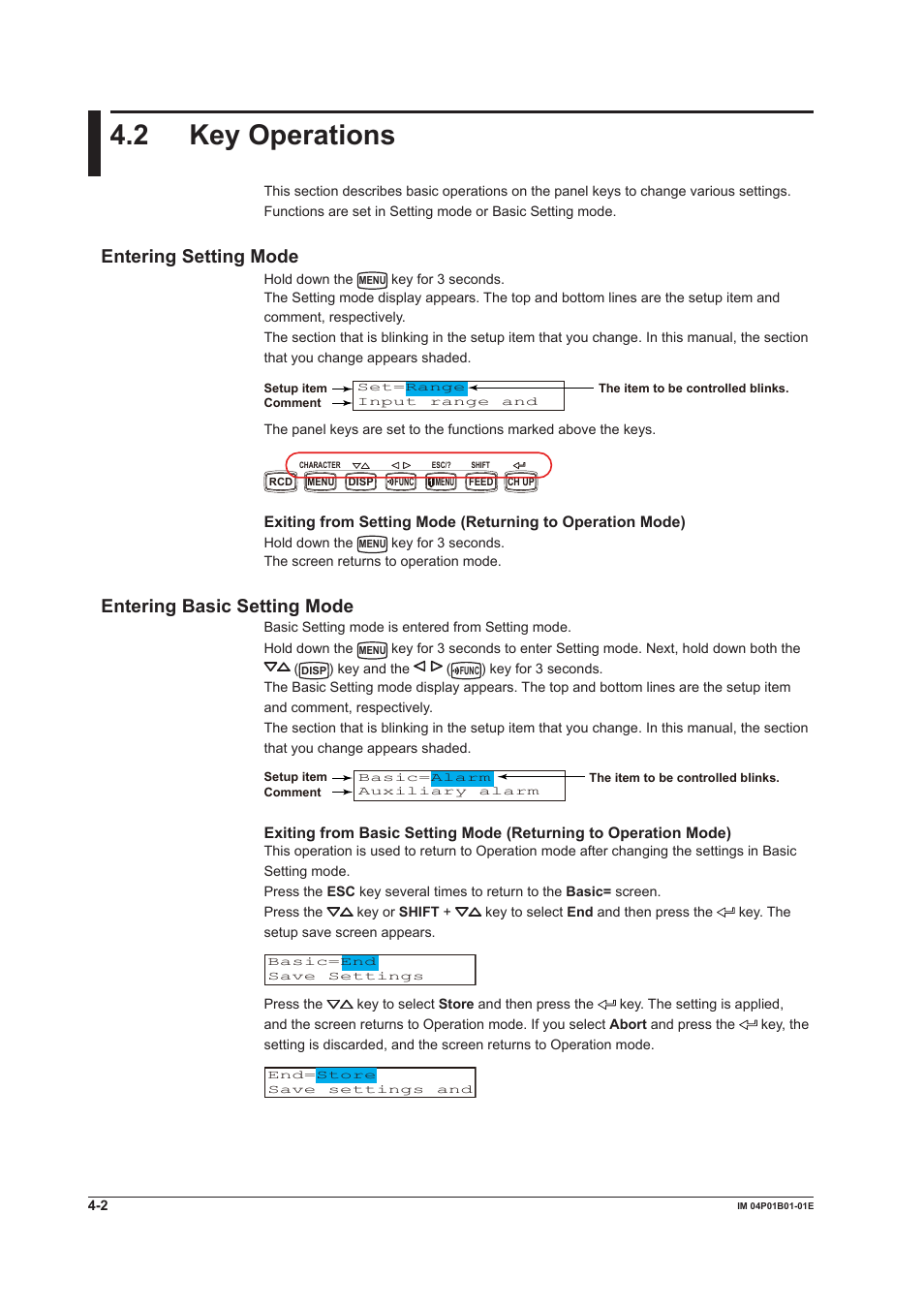 2 key operations, 2 key operations -2, 2 key operatons | Enterng settng mode, Enterng basc settng mode | Yokogawa µR10000 User Manual | Page 89 / 263