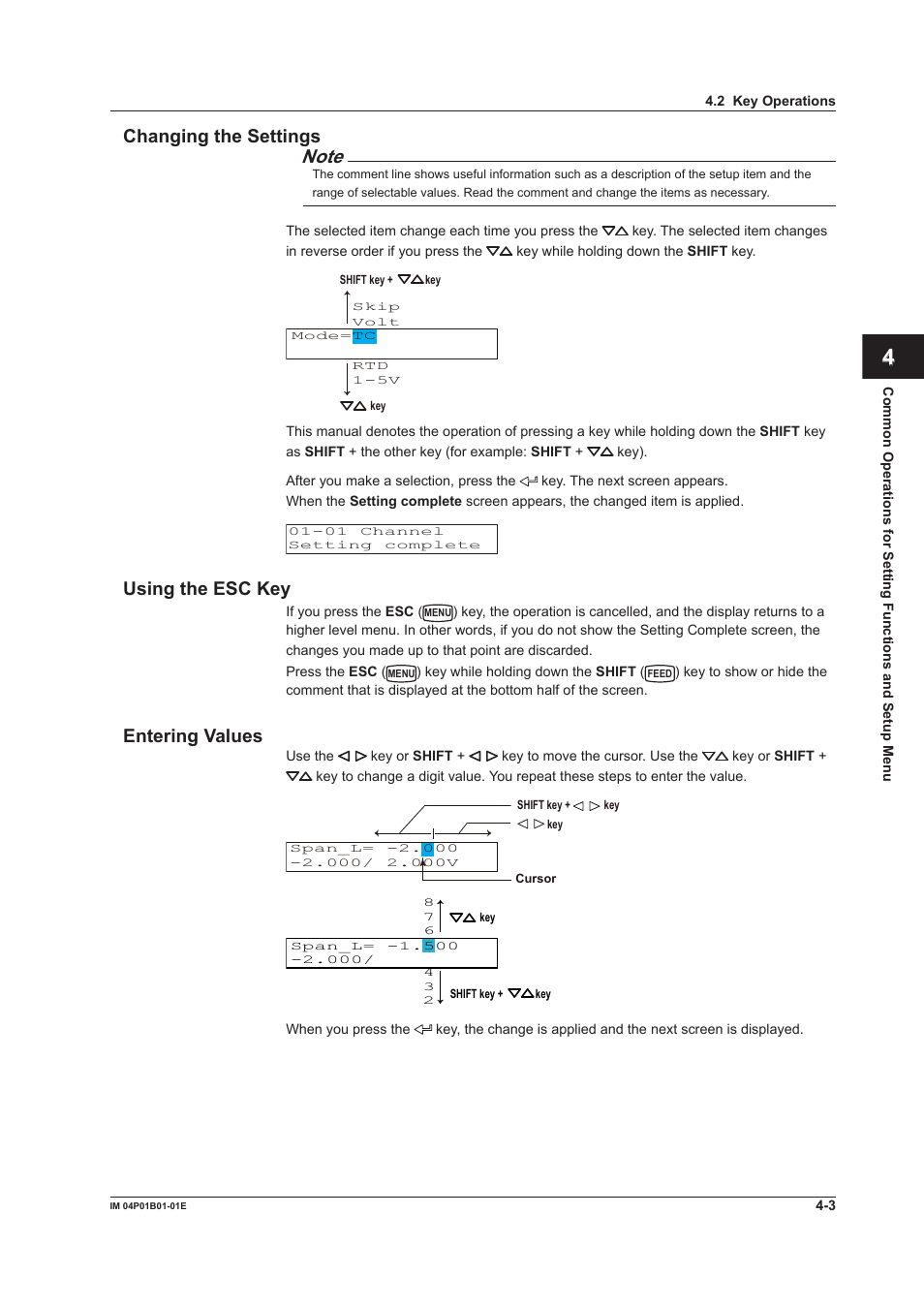 App index changng the settngs, Usng the esc key, Enterng values | Yokogawa µR10000 User Manual | Page 90 / 263