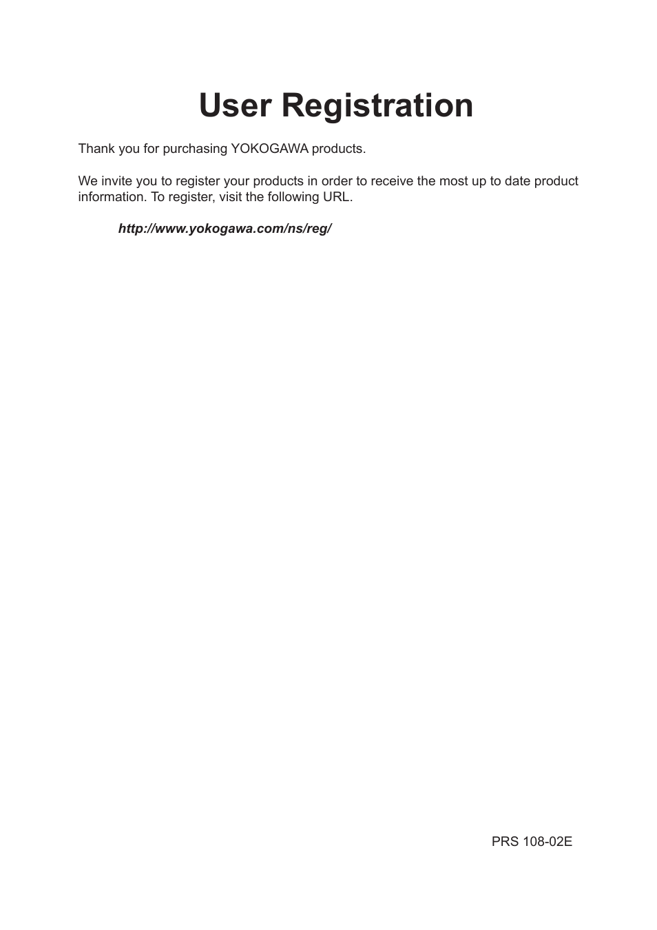 User registration | Yokogawa µR10000 User Manual | Page 2 / 56