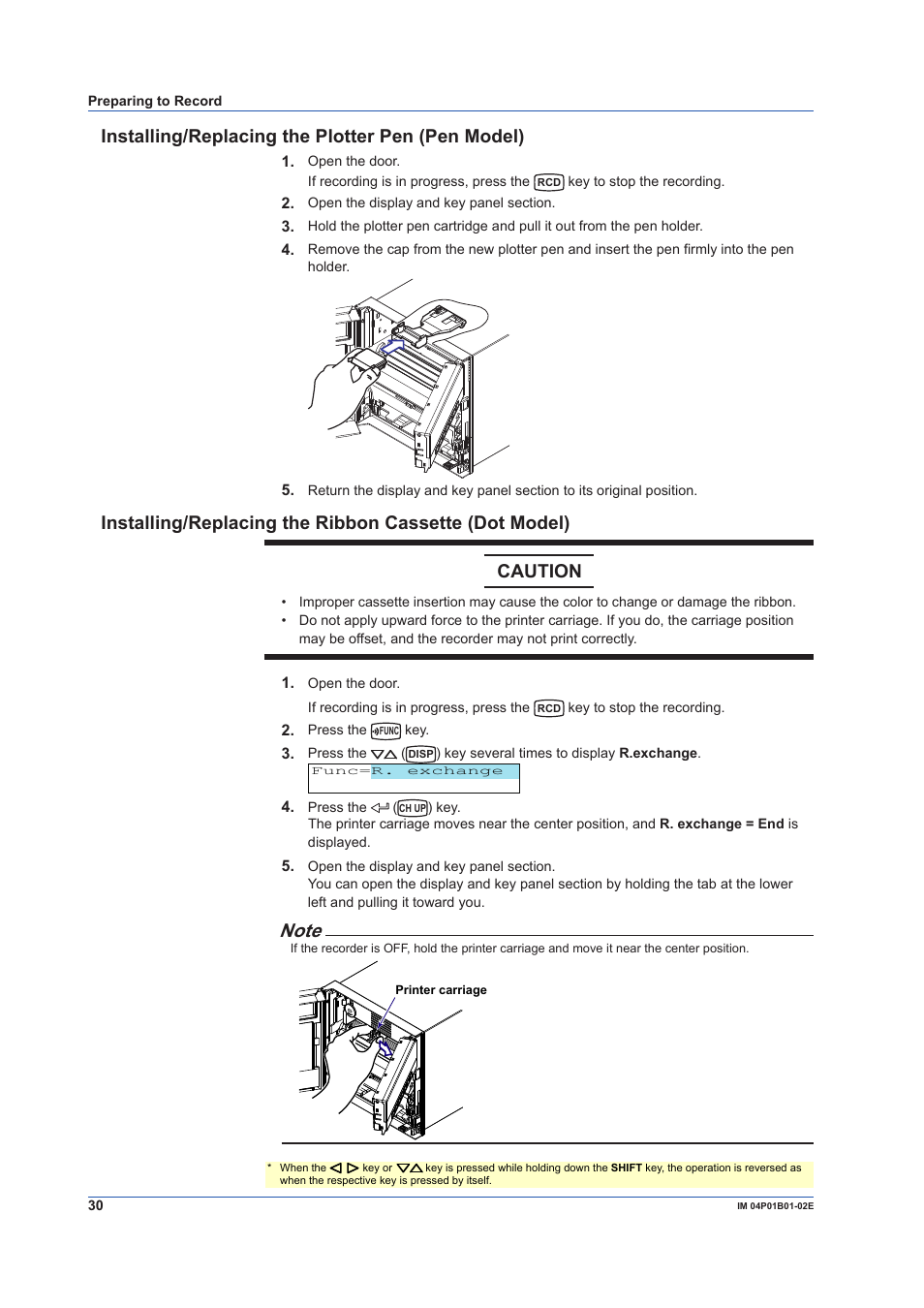 Installing/replacing the plotter pen (pen model) | Yokogawa µR10000 User Manual | Page 30 / 56