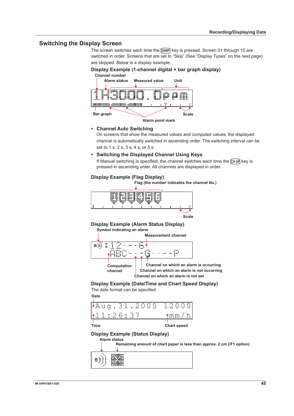 Switching the display screen | Yokogawa µR10000 User Manual | Page 45 / 56