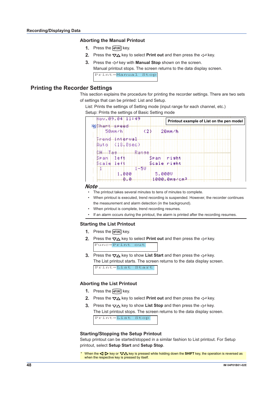 Printing the recorder settings | Yokogawa µR10000 User Manual | Page 48 / 56