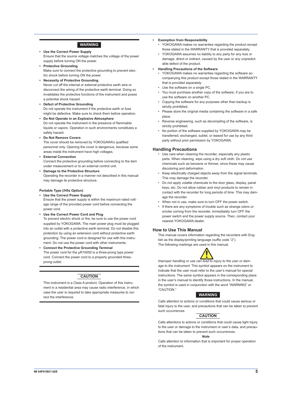 Handling precautions, How to use this manual | Yokogawa µR10000 User Manual | Page 5 / 56