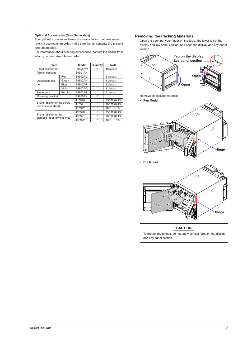 Removing the packing materials | Yokogawa µR10000 User Manual | Page 7 / 56