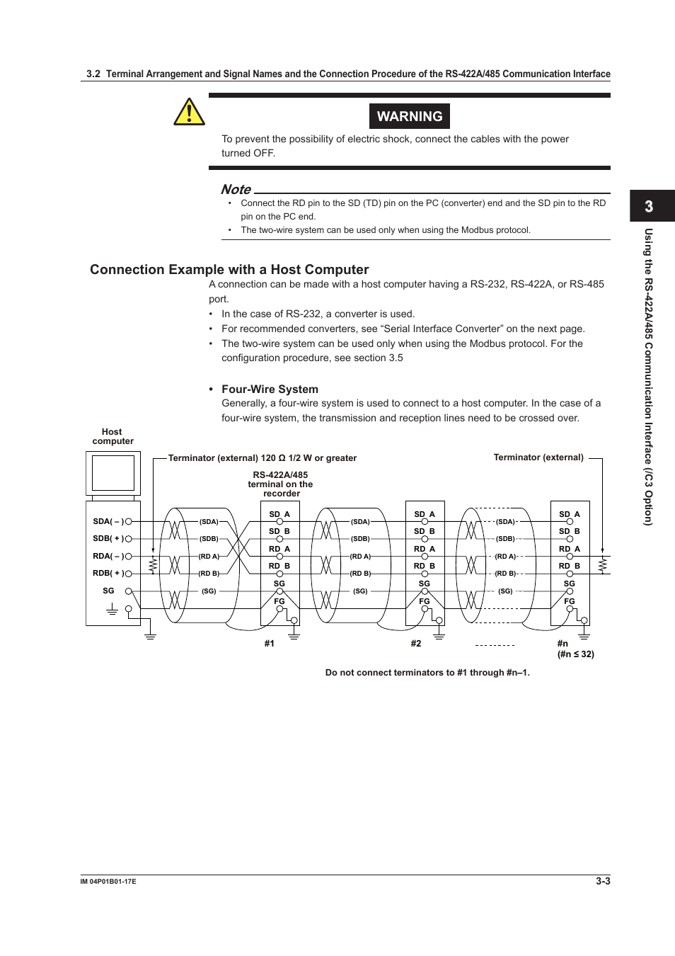 Connection example with a host computer, Connection example with a host computer -3, App index warning | Yokogawa µR20000 User Manual | Page 31 / 103