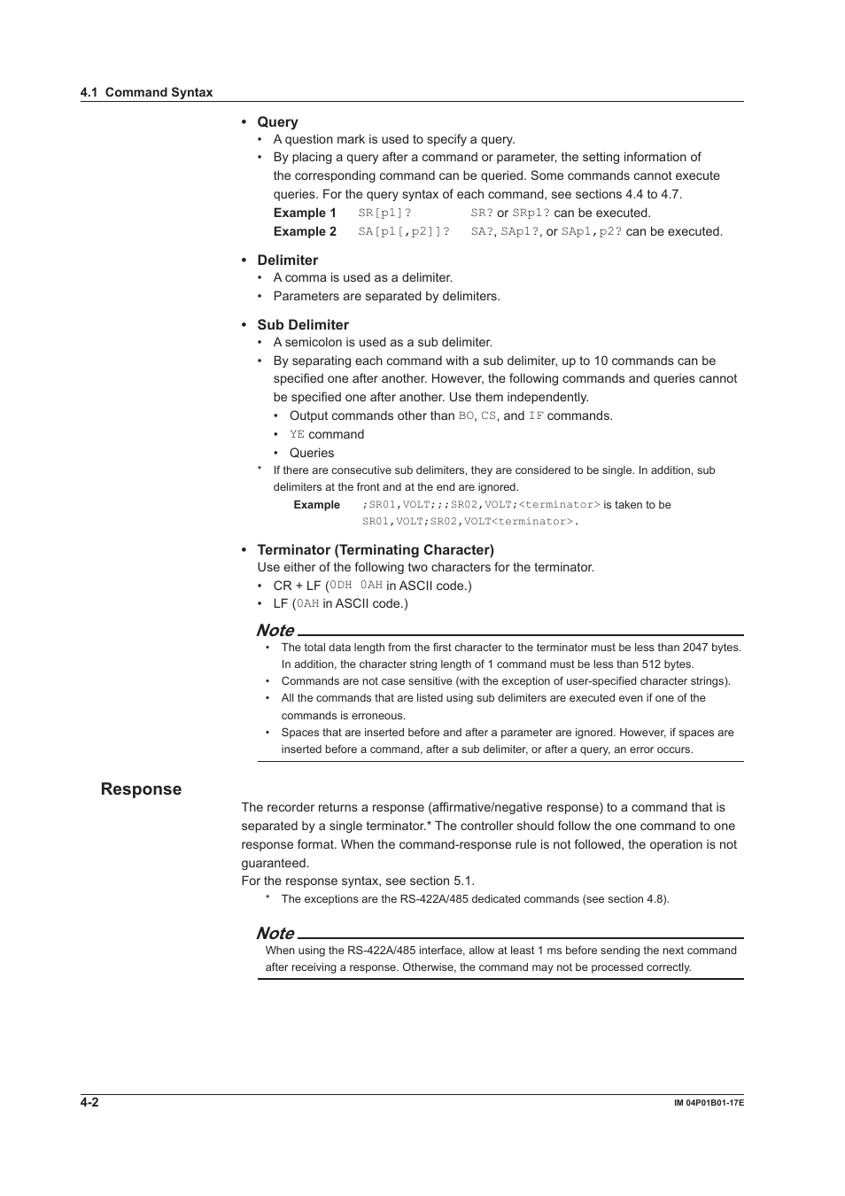 Response, Response -2 | Yokogawa µR20000 User Manual | Page 45 / 103