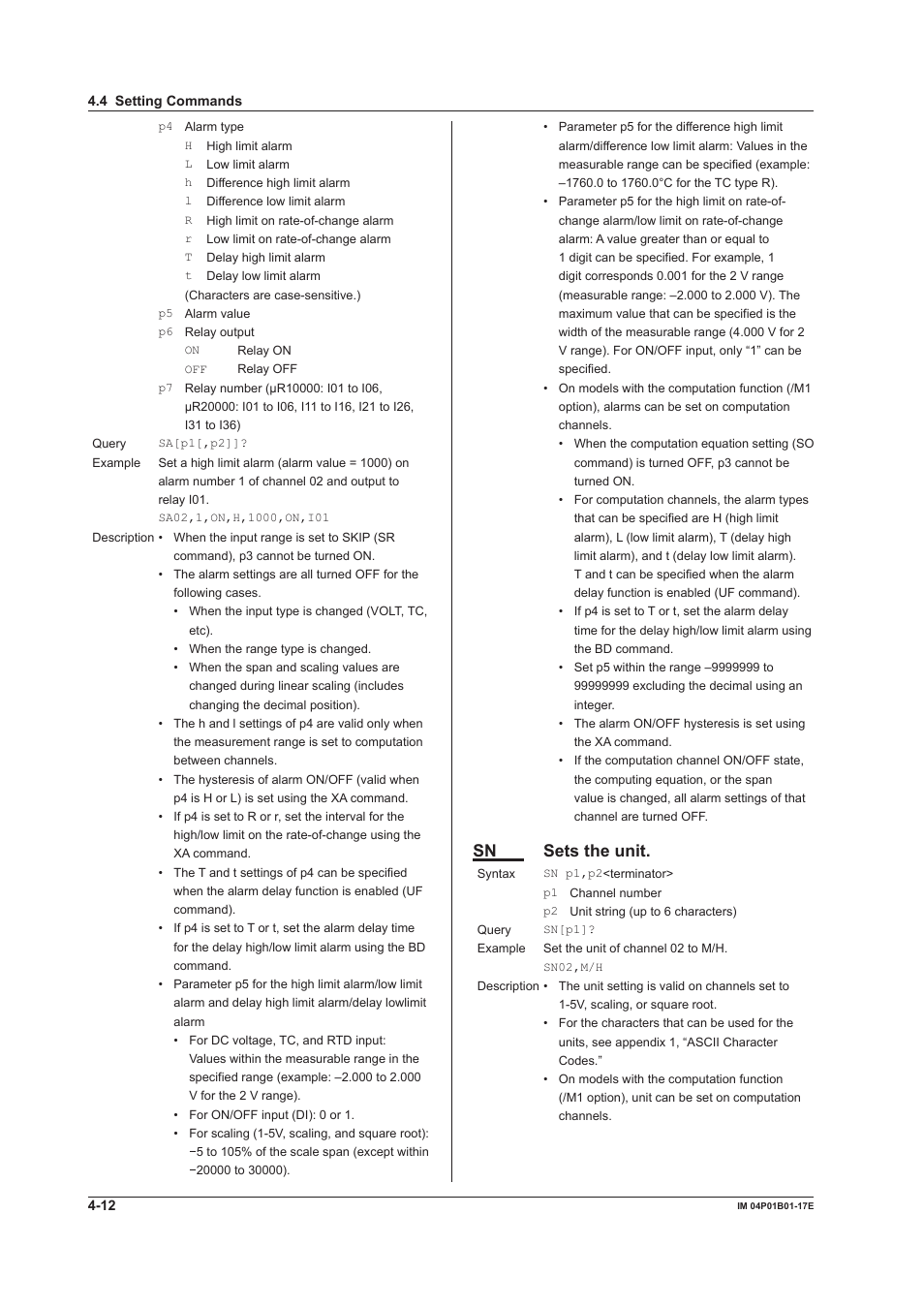 Sn sets the unit | Yokogawa µR20000 User Manual | Page 55 / 103