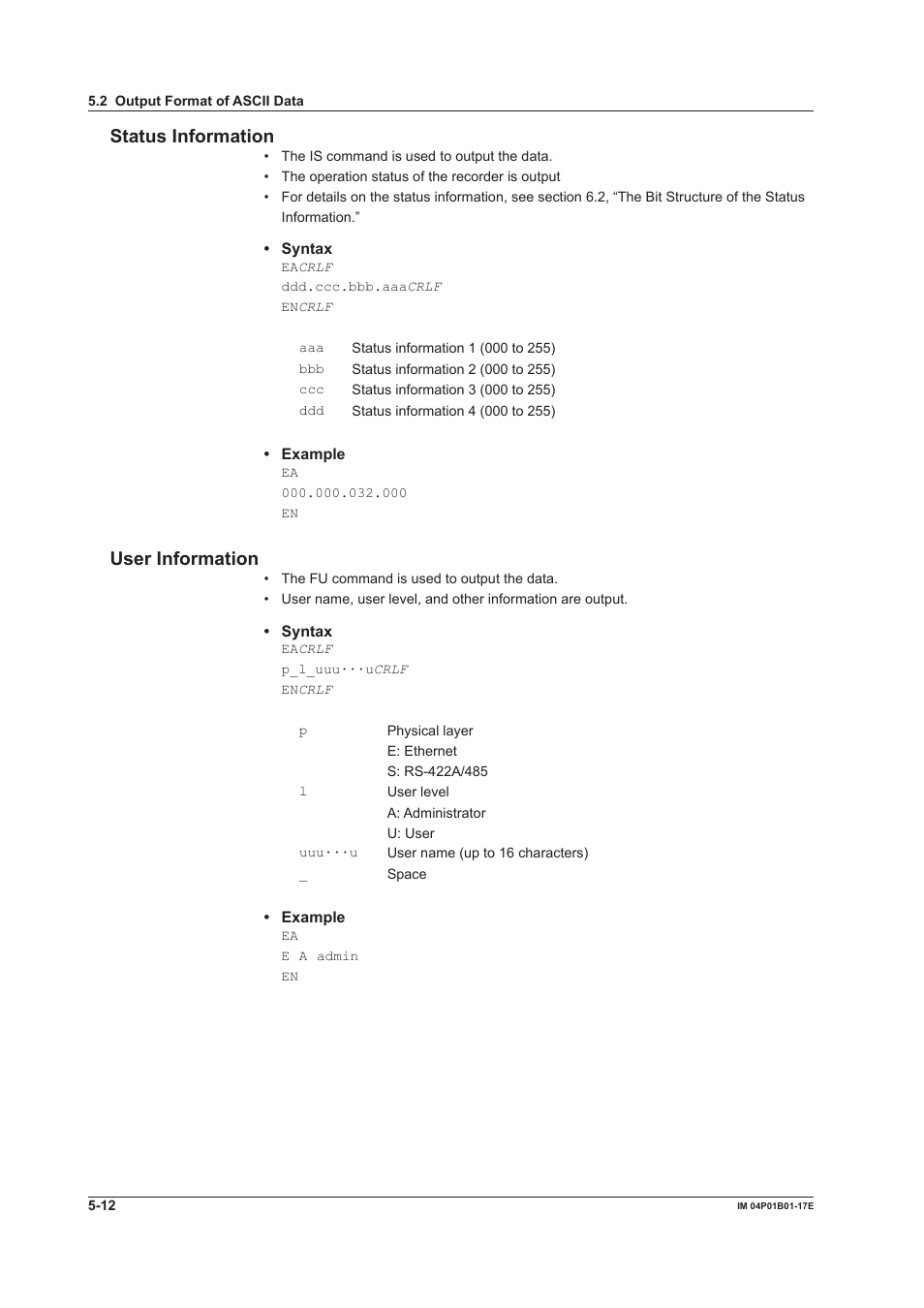 Status information, User information, Status information -12 user information -12 | Yokogawa µR20000 User Manual | Page 88 / 103