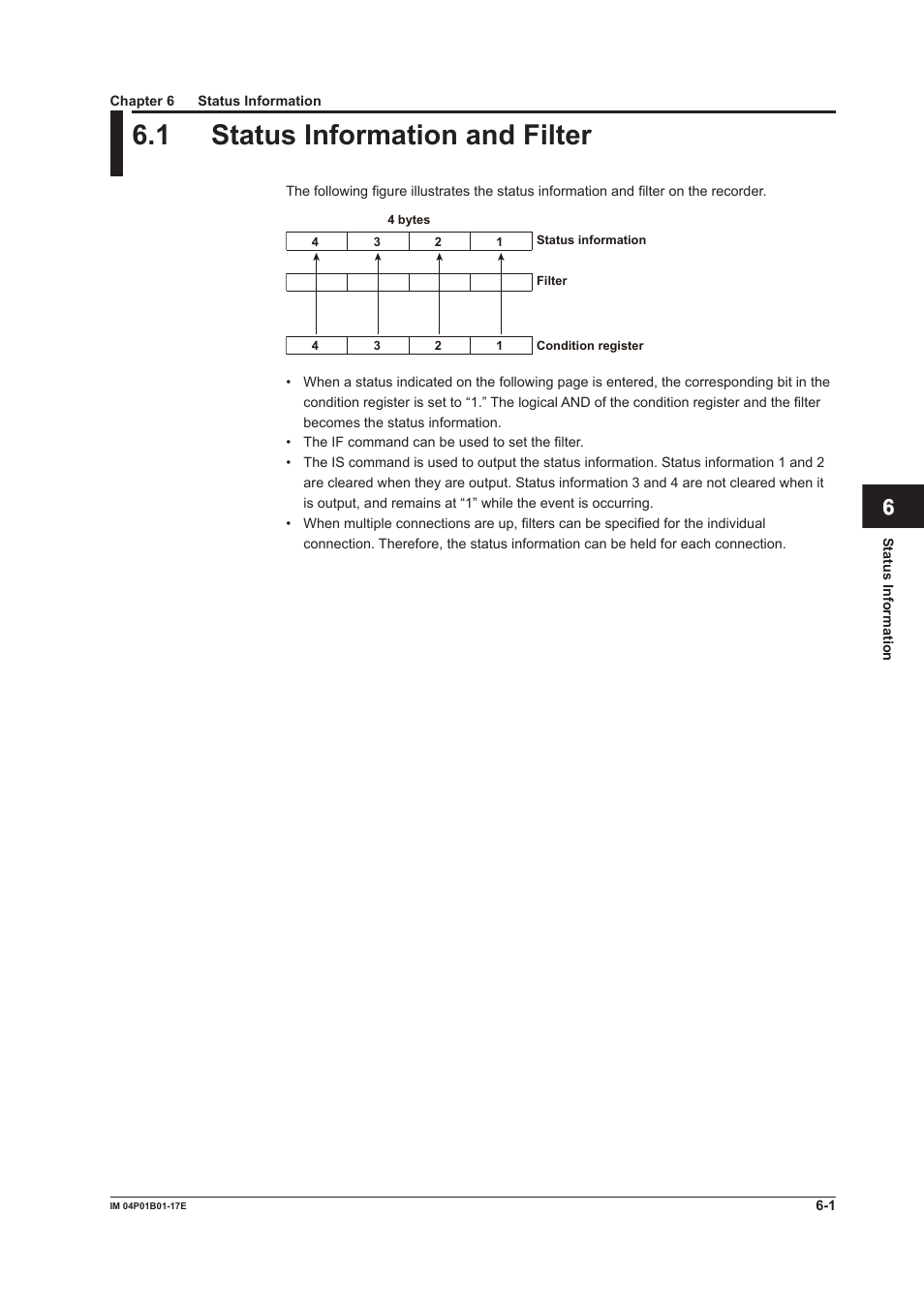 Chapter 6 status information, 1 status information and filter, 1 status information and filter -1 | App index | Yokogawa µR20000 User Manual | Page 91 / 103