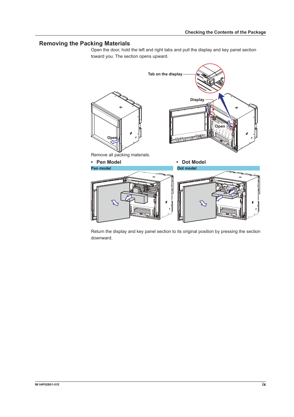 Removng the packng materals | Yokogawa µR20000 User Manual | Page 10 / 263