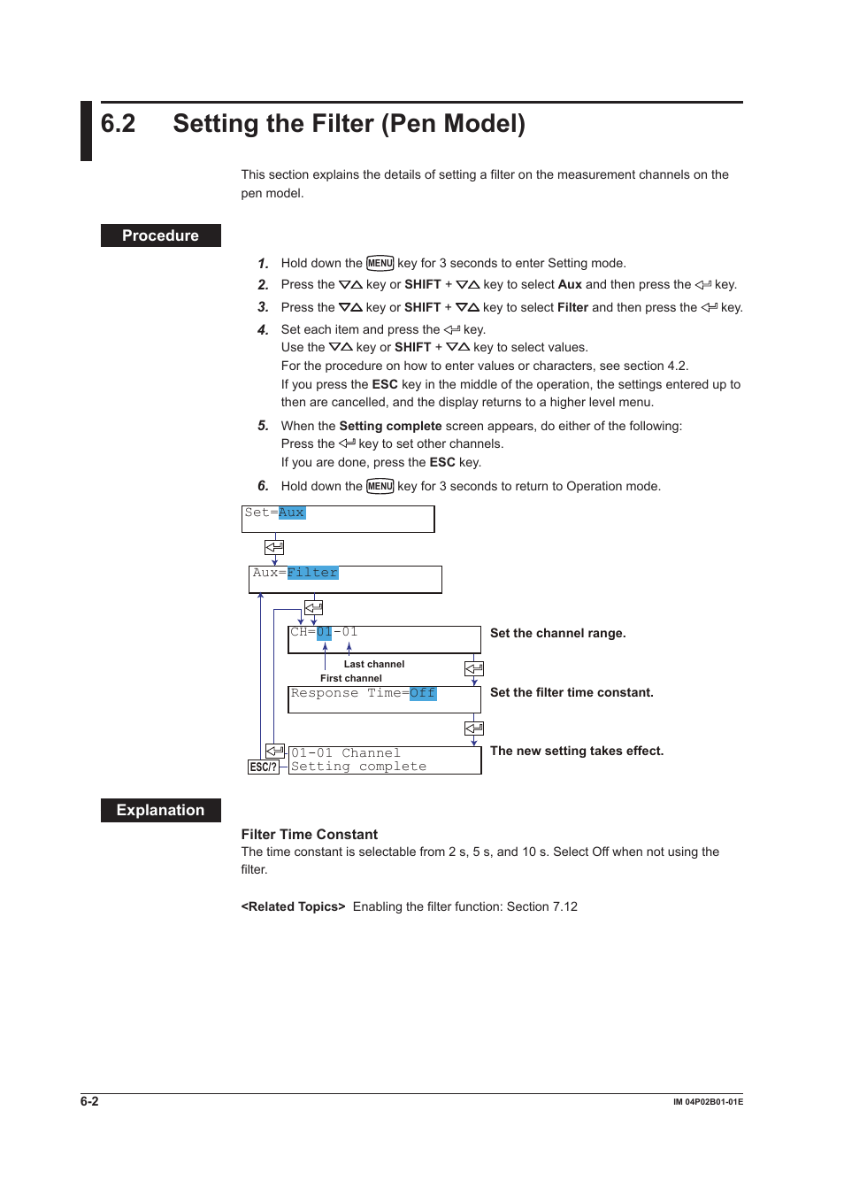 2 setting the filter (pen model), 2 setting the filter (pen model) -2, 2 settng the flter (pen model) | Yokogawa µR20000 User Manual | Page 117 / 263