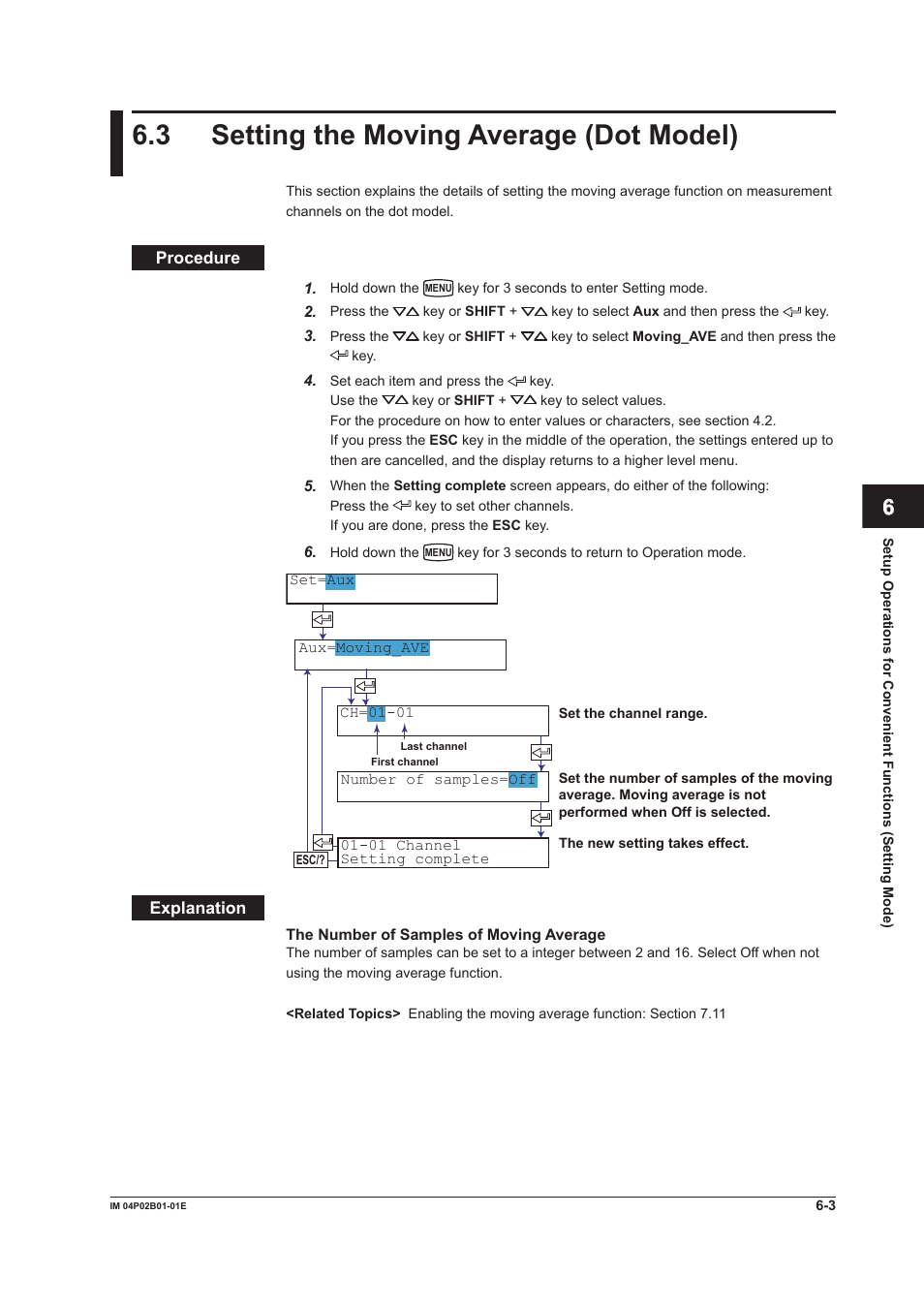 3 setting the moving average (dot model), 3 setting the moving average (dot model) -3, 3 settng the movng average (dot model) | Yokogawa µR20000 User Manual | Page 118 / 263