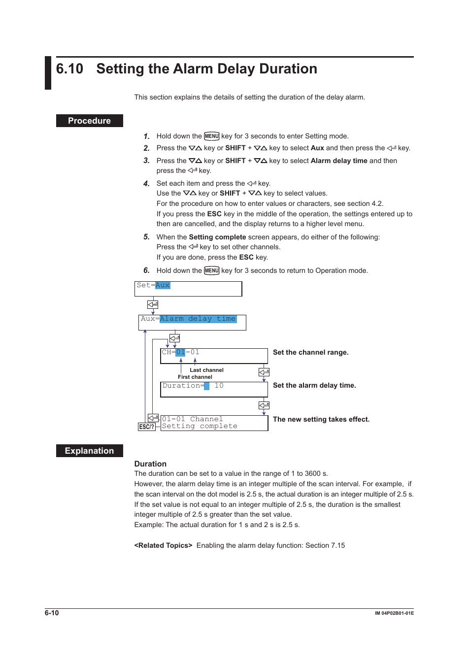 10 setting the alarm delay duration, 10 setting the alarm delay duration -10, 10 settng the alarm delay duraton | Yokogawa µR20000 User Manual | Page 125 / 263